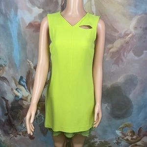 Versus Versace Vintage Y2K Lime Green Sleeveless Cutout Mini Dress Size Small